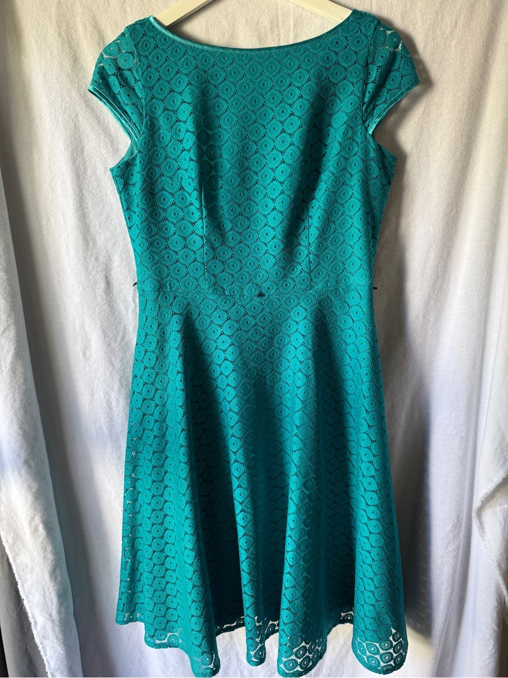 Women's Teal Lace Fit-and-Flare Dress